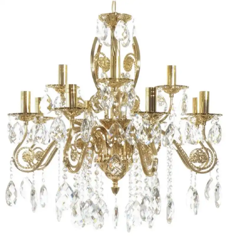 Direkt Vom Hersteller Casa Padrino luxury baroque crystal chandelier gold Ø 70 x H. 65 cm - Gold plated brass chandelier with fine crystal glass - Baroque Living Room Chandelier - Baroque Hotel Chandelier