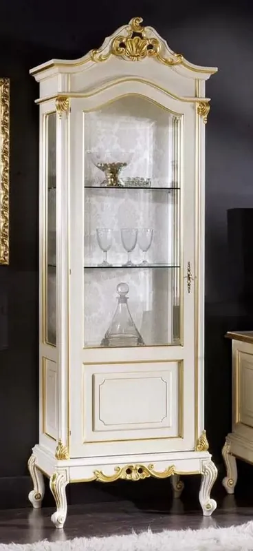 Preis Gesenkt Casa Padrino luxury baroque display cabinet white / gold - Handmade solid wood display cabinet with door - Magnificent baroque furniture - Luxury Quality - Made in Italy