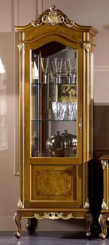 Casa Padrino luxury baroque display cabinet brown / gold - Handmade solid wood display cabinet with door - Magnificent baroque furniture - Luxury Quality - Made in Italy Neu