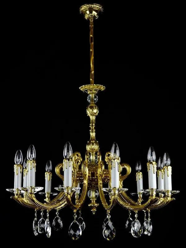 Casa Padrino luxury baroque crystal chandelier gold Ø 80 x H. 67 cm - Magnificent brass chandelier with Bohemian crystal glass - Noble & Magnificent Wochenendangebot