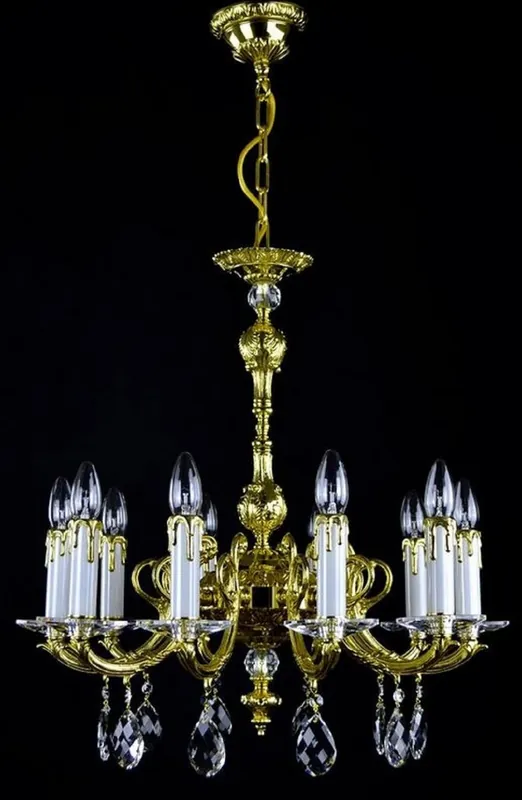 Versand Am Gleichen Tag Casa Padrino luxury baroque chandelier gold Ø 60 x H. 61 cm - Magnificent brass chandelier with Bohemian crystal glass - Noble & Magnificent