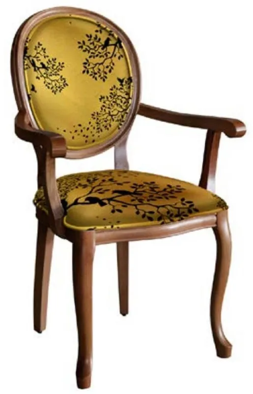 Preisreduziert Casa Padrino baroque dining chair gold / black / brown - Handmade antique style chair with armrests - Dining room furniture in baroque style