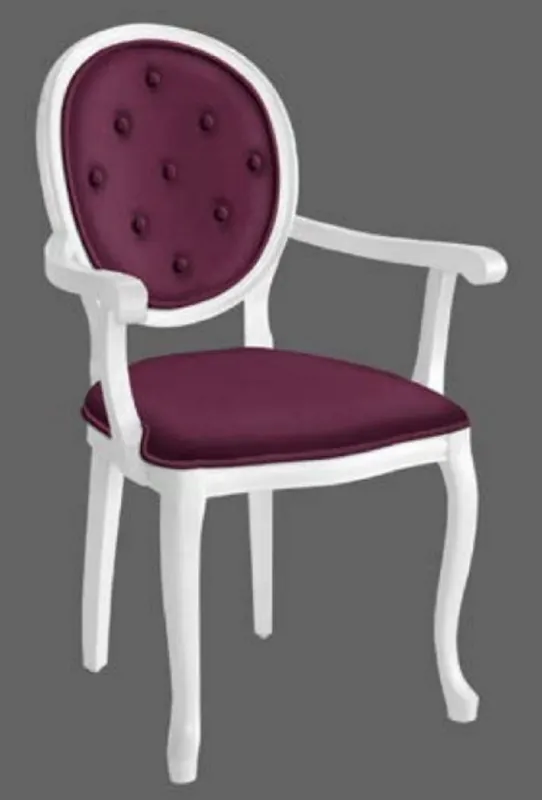 Expressversand Casa Padrino baroque dining chair purple / white - Handmade antique style chair with armrests - Dining room furniture in baroque style