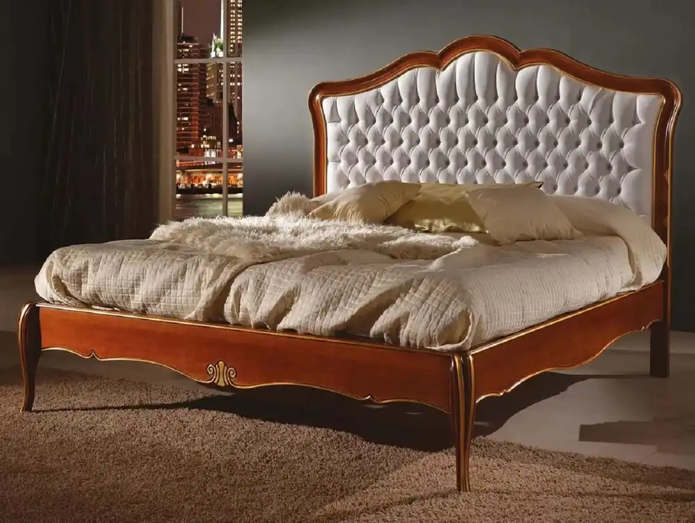Finale Aktion Casa Padrino luxury baroque double bed white / brown / gold - Magnificent solid wood bed - Baroque bedroom furniture - Luxury Quality - Made in Italy