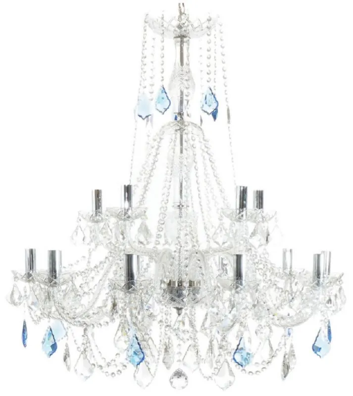 Casa Padrino luxury baroque crystal chandelier silver / blue Ø 85 x H. 90 cm - Magnificent chandelier with fine crystal glass - Noble & Magnificent Preisknaller