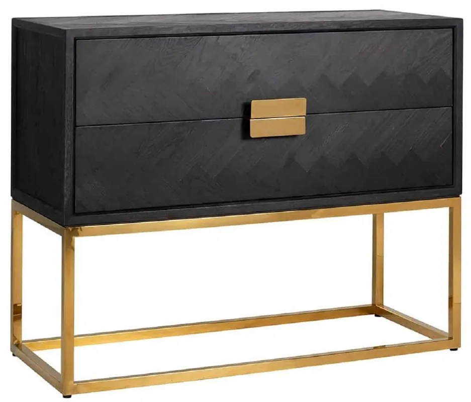 Markenware Casa Padrino luxury solid wood chest of drawers with 2 drawers black / gold 108 x 45 x H. 87 cm - Living Room Furniture - Hotel Furniture - Luxury Collection