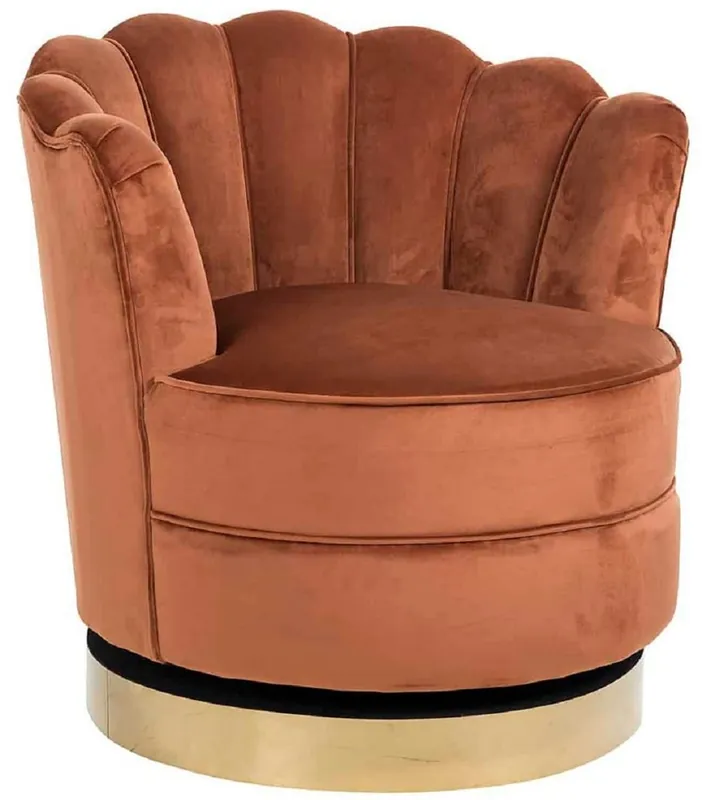 Beliebt Casa Padrino luxury velvet swivel armchair rust / gold 81.5 x 76 x H. 79 cm - Modern living room armchair - Luxury living room furniture