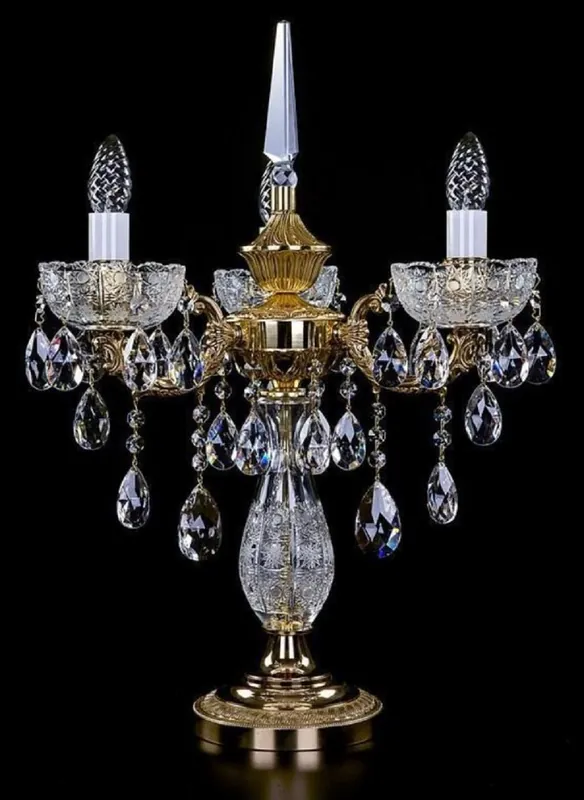 Markenprodukt Casa Padrino luxury baroque crystal table lamp gold Ø 45 x H. 59 cm - Magnificent brass desk lamp with Bohemian crystal glass - Baroque crystal lights