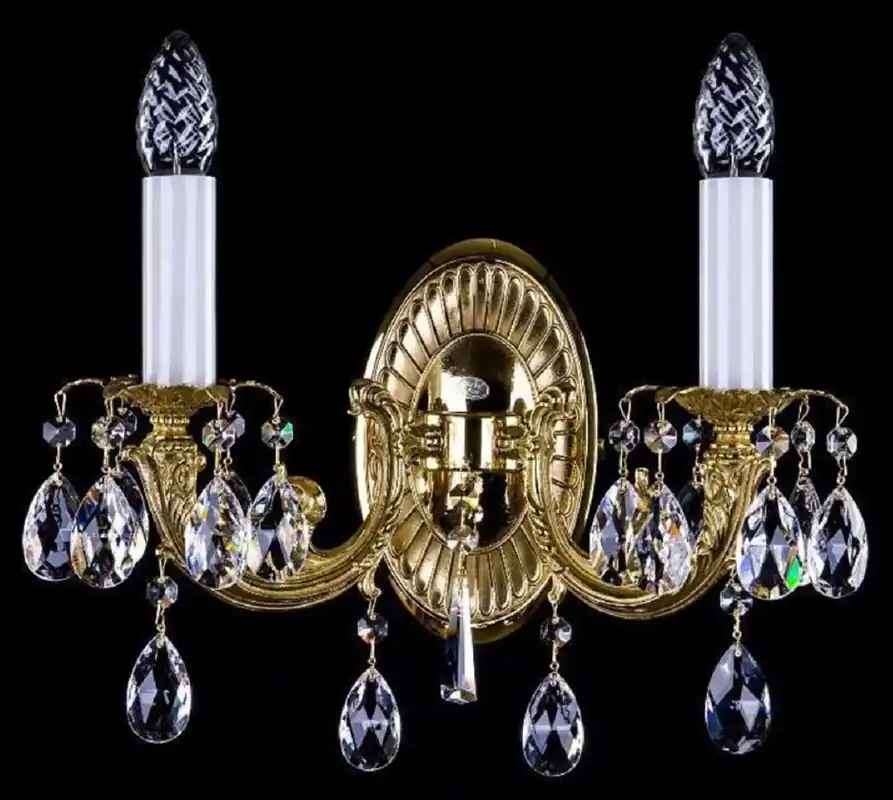 Preis Gesenkt Casa Padrino luxury baroque crystal double wall lamp gold 36 x H. 28 cm - Magnificent brass wall lamp with Bohemian crystal glass - Noble & Magnificent