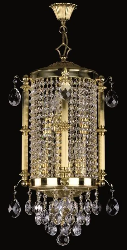 Casa Padrino luxury baroque chandelier gold Ø 32 x H. 65 cm - Magnificent brass chandelier with Bohemian crystal glass - Noble & Magnificent Letzte Chance