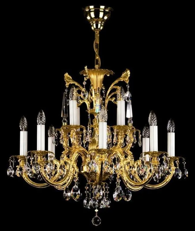 Highlight Casa Padrino luxury baroque chandelier gold Ø 84 x H. 67 cm - Magnificent brass chandelier with Bohemian crystal glass - Noble & Magnificent