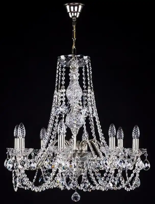 Casa Padrino luxury baroque chandelier silver Ø 63 x H. 64 cm - Magnificent chandelier with Bohemian crystal glass - Noble & Magnificent Versand Am Gleichen Tag