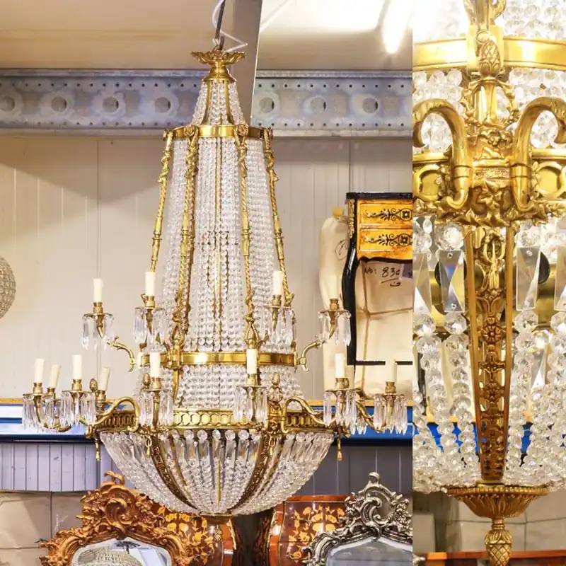 Majestic Casa Padrino luxury baroque chandelier gold 90 x H 140 cm - castle chandelier - Versailles antique style Ausverkauf