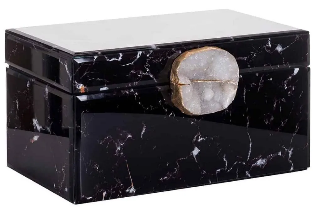 Geprüft Casa Padrino luxury jewelry box with marble look black 30.5 x 15 x H. 18 cm - Storage Box - Decorative Accessories - Luxury Collection