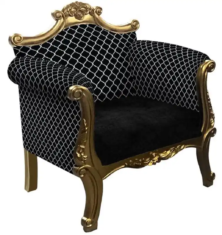 Top-Angebot Casa Padrino baroque armchair with pattern black / silver / gold - Handmade living room armchair in baroque style - Baroque living room furniture