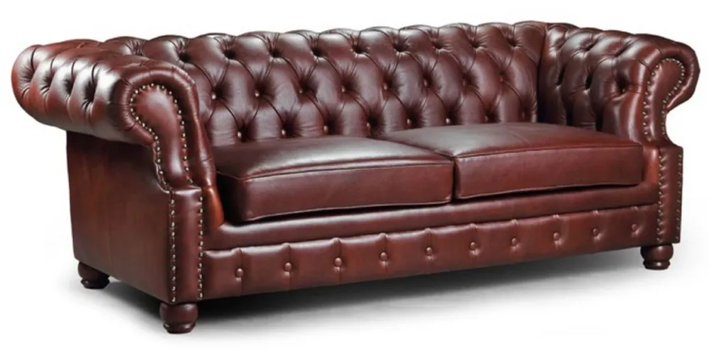 Nur Für Kurze Zeit Casa Padrino luxury Chesterfield leather 3 seater sofa dark brown 217 x 93 x H. 77 cm - Genuine leather living room sofa - Chesterfield living room furniture