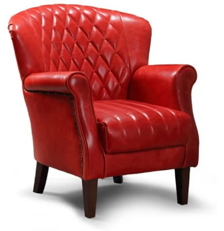 Casa Padrino luxury genuine leather armchair red / dark brown 84 x 85 x H. 90 cm - Living room leather armchair - Genuine leather living room furniture Expressversand