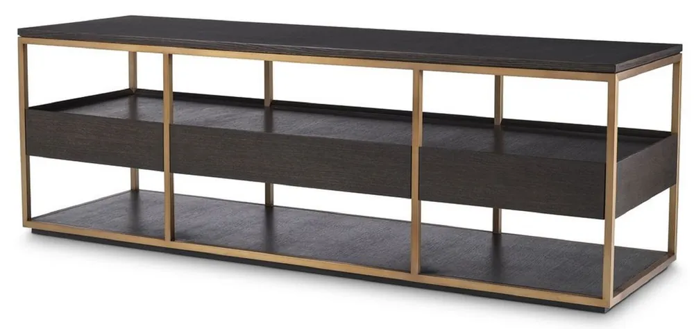 Beliebt Casa Padrino luxury TV cabinet mocha / brass 180 x 55 x H. 61 cm - Solid wood sideboard with 3 drawers - Living room furniture - Hotel Furniture - Luxury Collection