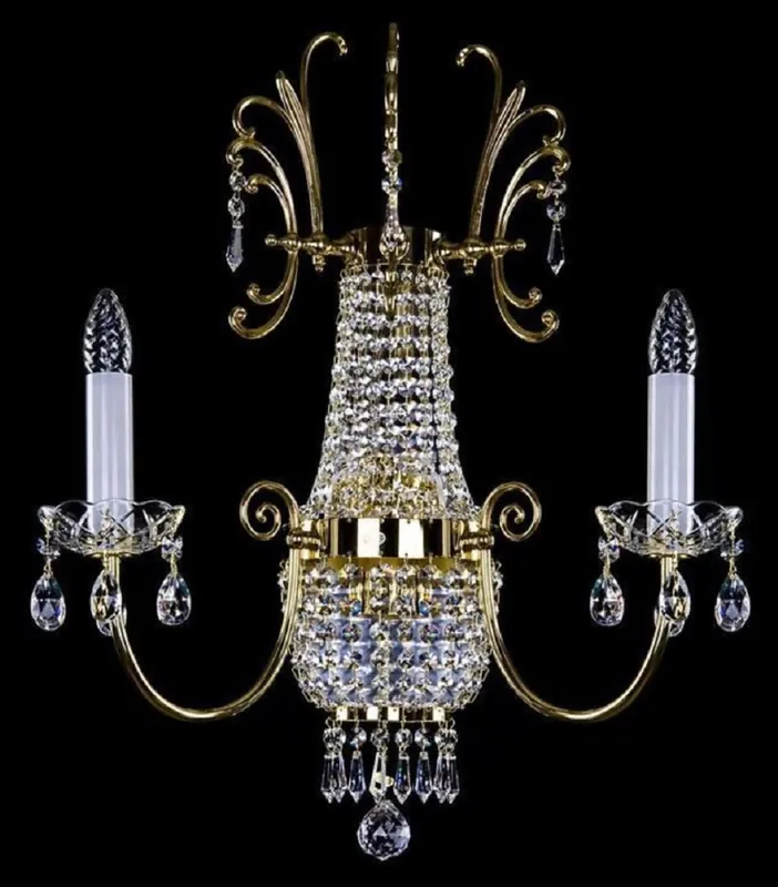 Casa Padrino luxury baroque crystal wall lamp gold 39 x 19 x H. 60 cm - Magnificent wall lamp with Bohemian crystal glass - Noble & Magnificent Geprüft