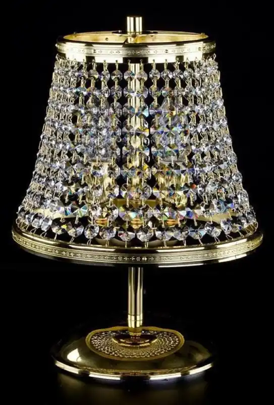 Top-Seller Casa Padrino luxury baroque crystal table lamp gold Ø 25 x H. 32 cm - Magnificent stool lamp with Bohemian crystal glass - Baroque crystal lights
