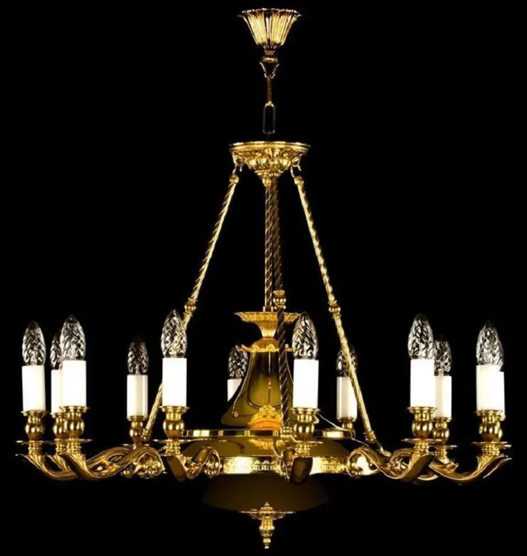 Casa Padrino luxury baroque brass chandelier gold Ø 72 x H. 58 cm - Hotel & Restaurant Chandelier - Noble & Magnificent Wochenendangebot