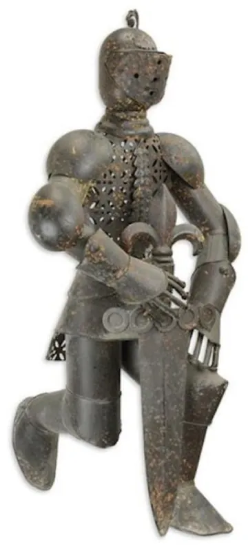 Schnäppchen Casa Padrino medieval knight armor gray / rust 37 x 36.6 x H. 68.4 cm - Metal knight with sword - Medieval decoration accessories