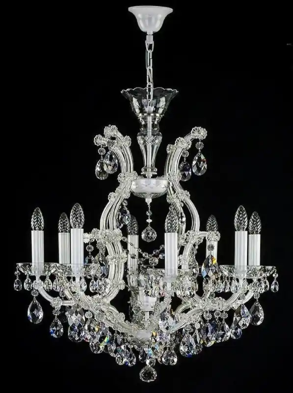 Must-Have Casa Padrino luxury baroque chandelier white Ø 73 x H. 79 cm - Magnificent chandelier with Bohemian crystal glass - Hotel & Restaurant Chandelier