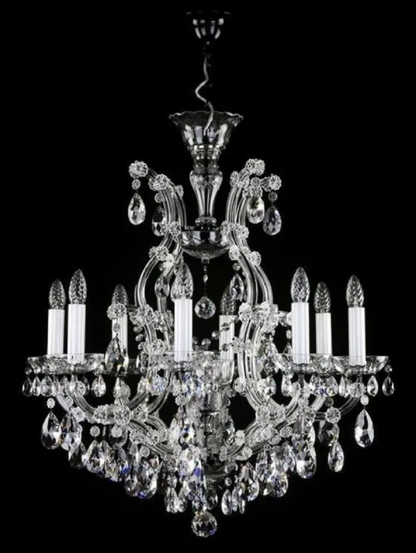 Casa Padrino luxury baroque chandelier black Ø 73 x H. 79 cm - Magnificent chandelier with Bohemian crystal glass - Hotel & Restaurant Chandelier Kracherpreis