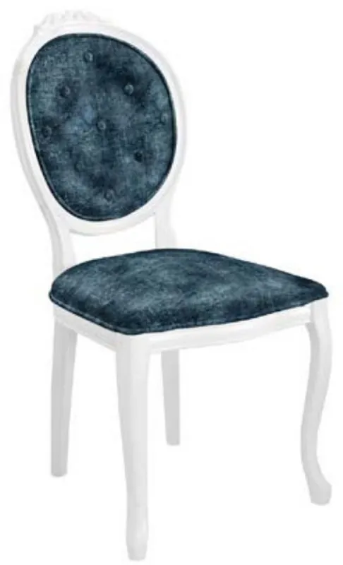 Abverkauf Casa Padrino baroque dining chair blue / white - Solid wood antique style chair - Dining room furniture in baroque style