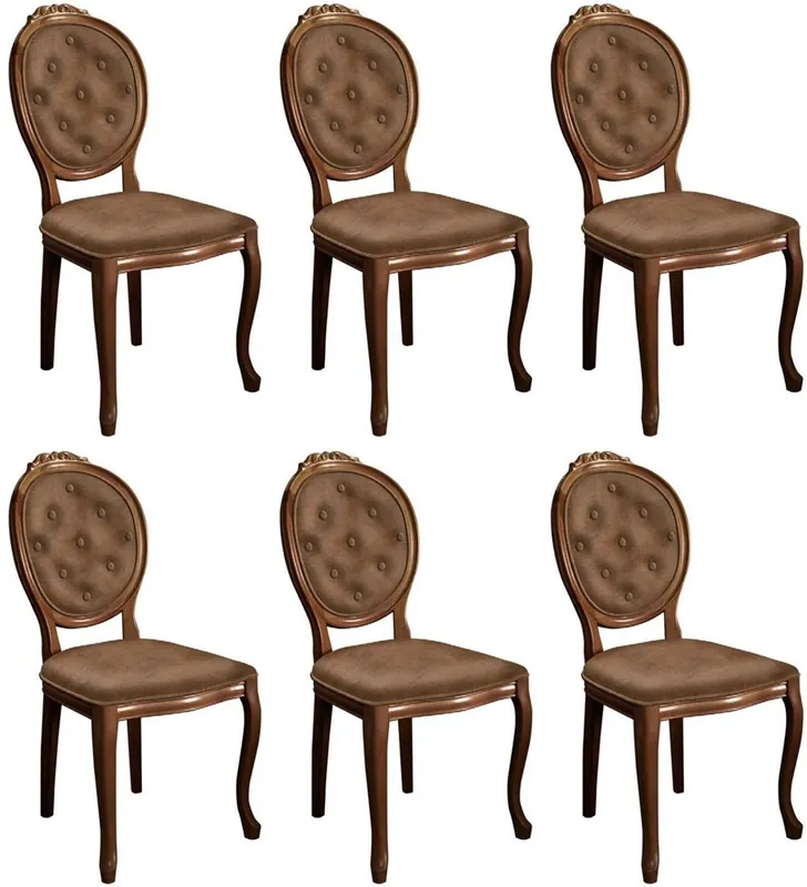 Casa Padrino baroque dining chair set brown - 6 Handmade kitchen chairs in baroque style - Baroque dining room furniture Schneller Versand