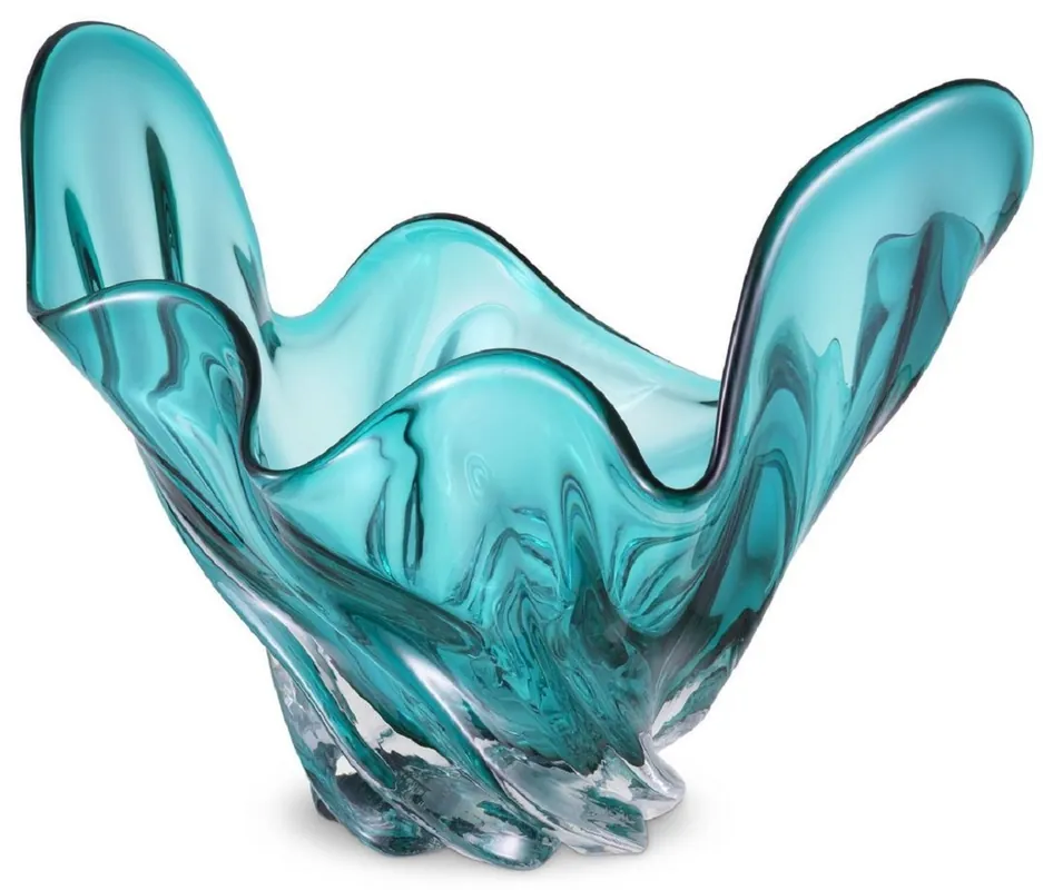 Casa Padrino luxury bowl turquoise 42 x 27 x H. 25 cm - Modern decorative bowl made of hand blown glass - Decorative accessories - Luxury quality Heißes Angebot