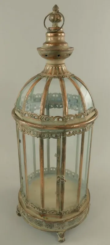 Online Kaufen Casa Padrino Art Nouveau lantern antique copper H. 65 cm - Metal table lantern with handle - Baroque & Art Nouveau Decorative Accessories