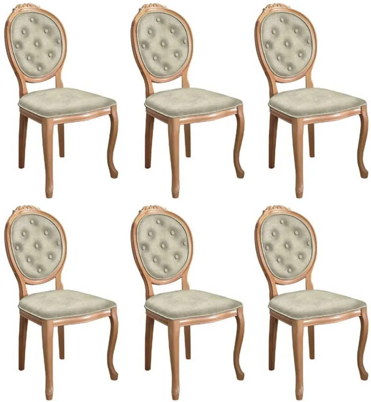 Garantierte Lieferung Casa Padrino baroque dining chair set gray / natural - 6 Handmade kitchen chairs in baroque style - Baroque dining room furniture
