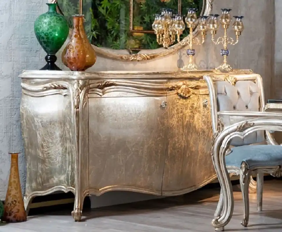Echt Casa Padrino luxury baroque sideboard silver / gold - Magnificent solid wood cabinet - Baroque Furniture - Noble & Magnificent