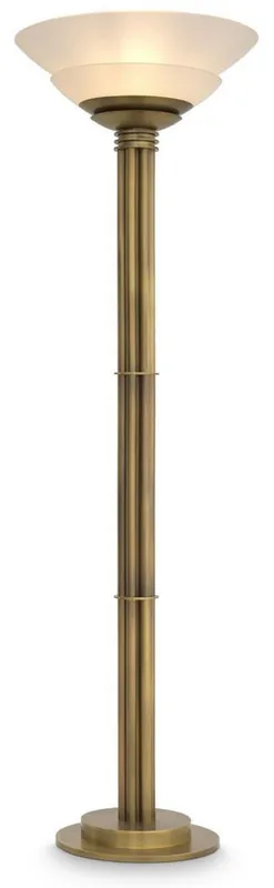 Billig Casa Padrino luxury floor lamp antique brass / white Ø 60 x H. 195 cm - Round metal floor lamp with glass lampshade - Luxury Collection