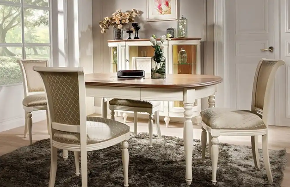 Casa Padrino luxury Art Nouveau dining table brown / cream 90-290 x 113 x H. 77.5 cm - Extendable solid wood dining room table - Baroque & Art Nouveau Dining Room Furniture Neu Im Sortiment