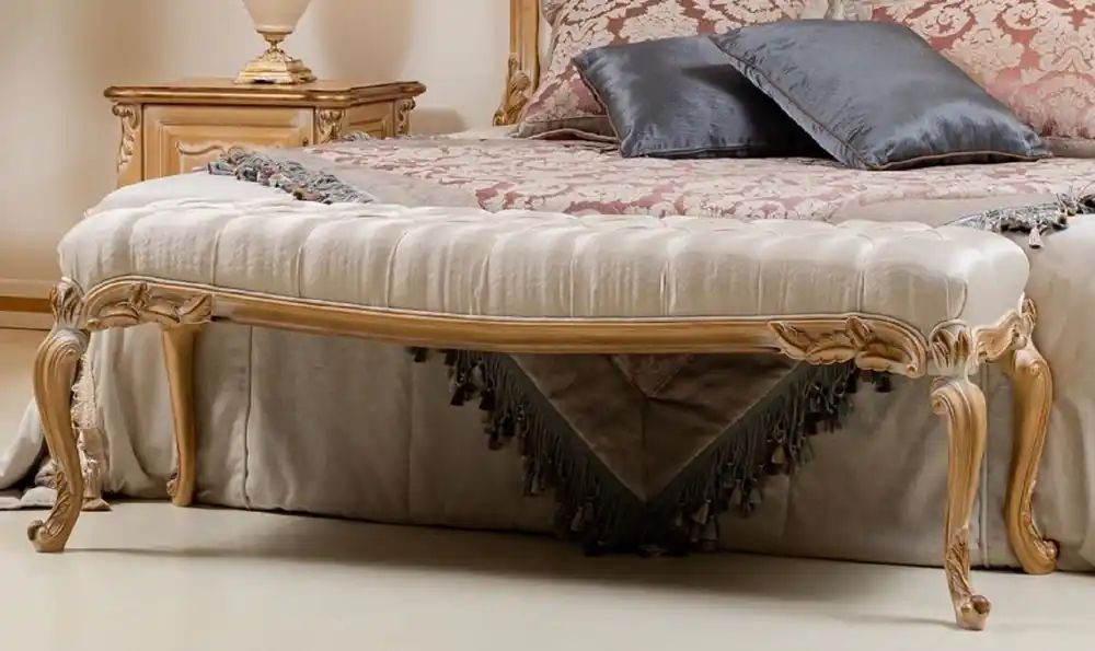 Casa Padrino luxury baroque bench cream / gold - Magnificent solid wood bench in baroque style - Baroque Furniture Direktkauf