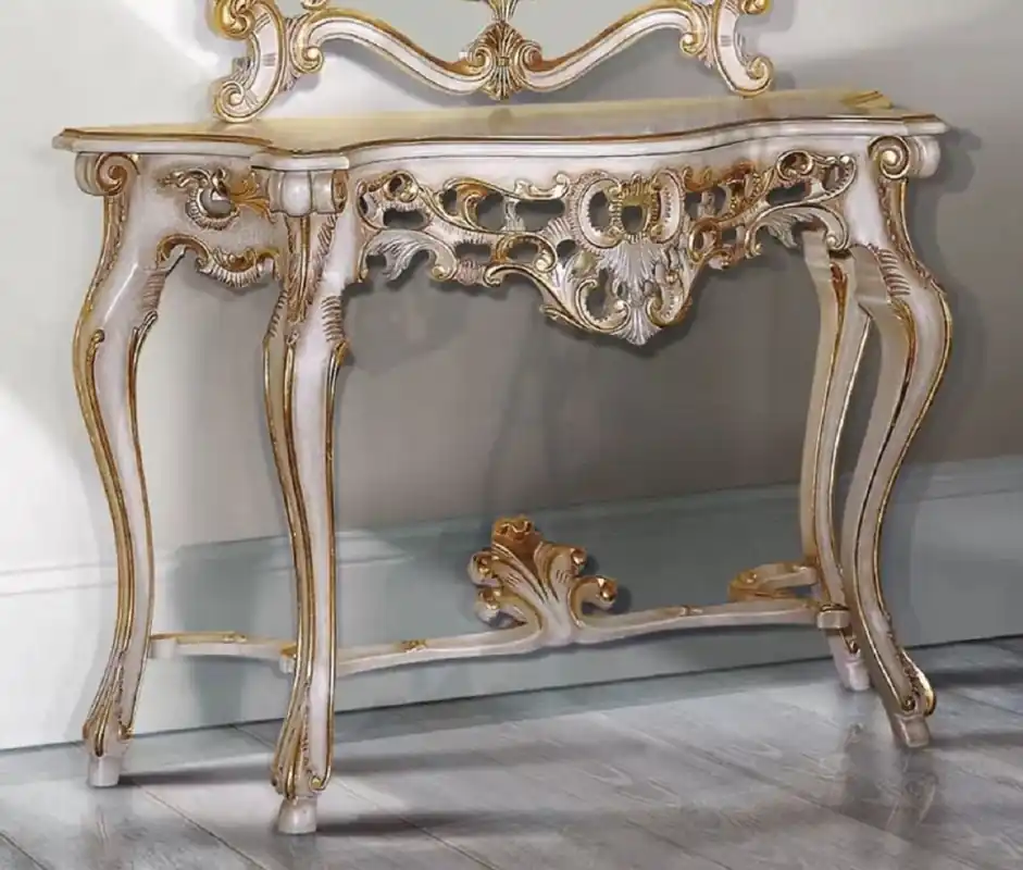 Top-Seller Casa Padrino luxury baroque console white / antique gold - Handmade solid wood console table - Baroque Furniture - Luxury Quality - Made in Italy
