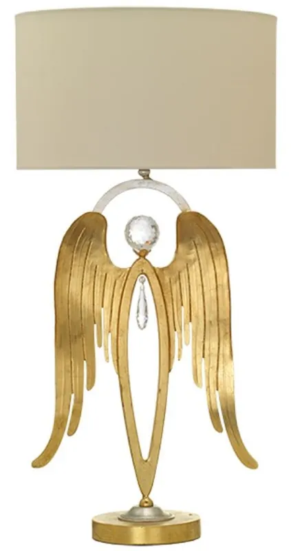 Casa Padrino luxury table lamp angel gold / silver / cream Ø 28 x H. 56.5 cm - Modern desk lamp with noble Swarovski crystal glass - Luxury Quality - Made in Italy Markenprodukt