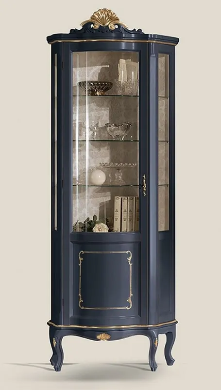 Aktuell Casa Padrino luxury baroque display cabinet blue / gold - Magnificent baroque showcase with glass door and 3 glass shelves - Baroque Furniture - Luxury Quality - Made in Italy
