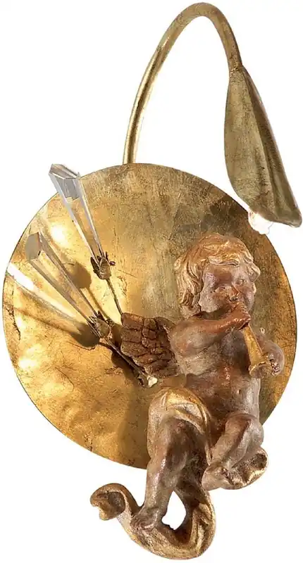 Neu Casa Padrino luxury Art Nouveau LED wall lamp angel antique gold 18 x 22 x H. 32 cm - Elegant metal wall light with Swarovski crystal glass - Baroque & Art Nouveau Wall Lights