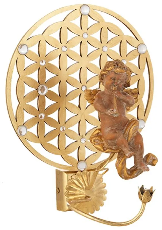 Beliebt Casa Padrino luxury Art Nouveau LED wall lamp angel gold 27.5 x 24 x H. 34 cm - Elegant metal wall light with Swarovski crystal glass - Baroque & Art Nouveau Wall Lights