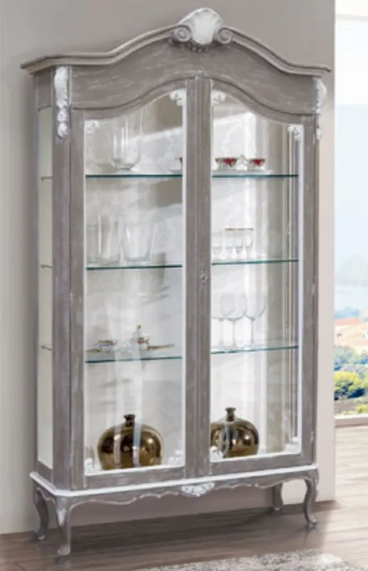 Neu Im Sortiment Casa Padrino luxury baroque display cabinet gray / white - Magnificent baroque showcase with 2 glass doors - Baroque Furniture - Luxury Quality - Made in Italy