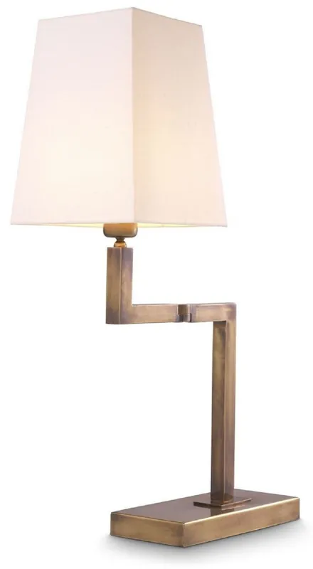 Casa Padrino luxury table lamp vintage brass / white H. 69 cm - Noble desk lamp with swivel arm and lampshade - Luxury Quality Kracherpreis