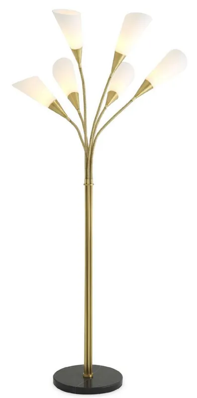 Casa Padrino luxury floor lamp antique brass / black / white Ø 140 x H. 188 cm - Modern metal floor lamp with marble base and 6 flexible arms - Luxury Collection Top-Preis