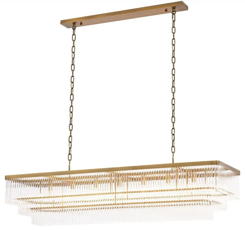 Markenware Casa Padrino luxury chandelier antique brass 140 x 40 x H. 33 cm - Rectangular Hotel & Restaurant Chandelier - Luxury Collection
