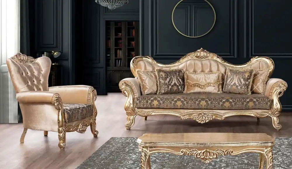 Sonderaktion Casa Padrino luxury baroque living room set beige / black / gold - 2 Baroque Sofas with Pattern & 2 Baroque Armchairs with Pattern & 1 Baroque Coffee Table - Baroque living room furniture