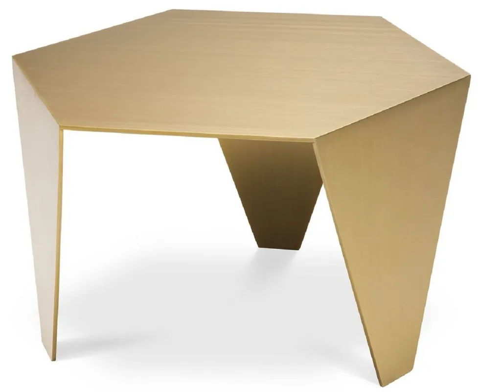 Geprüft Casa Padrino luxury side table brass 57.5 x 50 x H. 34.5 cm - 6 angular stainless steel table - Luxury living room furniture - Luxury Quality