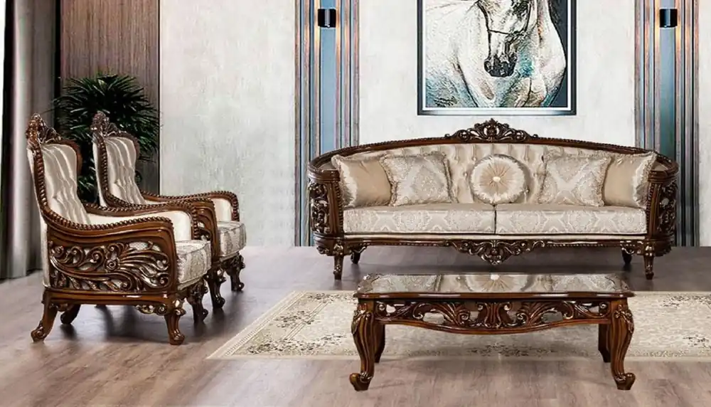 Casa Padrino luxury baroque living room set beige / brown / gold - 2 Baroque Sofas & 2 Baroque Armchairs & 1 Baroque Coffee Table - Baroque living room furniture - Noble & Magnificent Sonderangebot