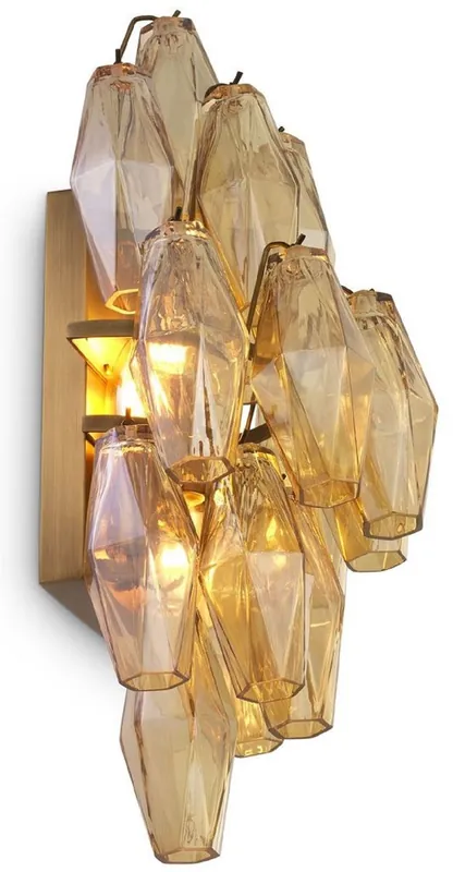 Neuheit Casa Padrino Luxury Wall Lamp Amber / Antique Brass 31 x 19 x H. 50 cm - Elegant Hotel & Restaurant Wall Light - Luxury Collection